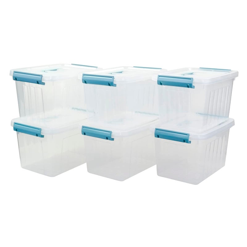 Ucake 8 Quart Plastic Small Storage Box with Handel, Clear Storage Bin with Lid, 6 Pack - Image 2